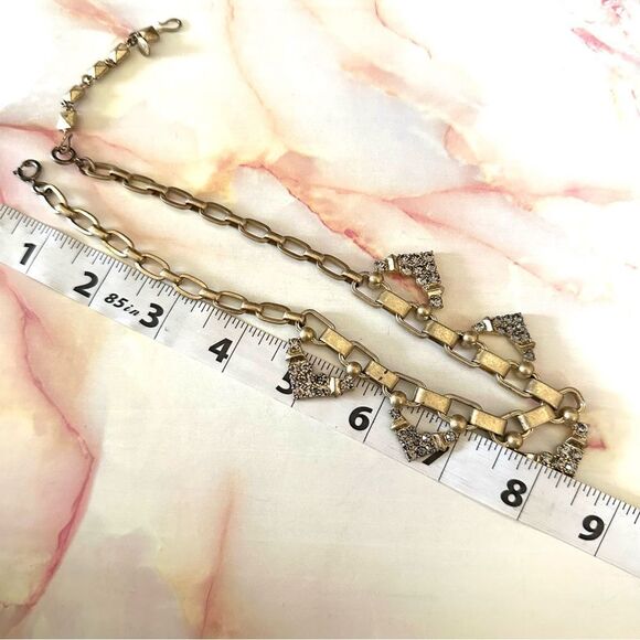 Stella and Dot gold tone rhinestone choker necklace - Picture 3 of 11